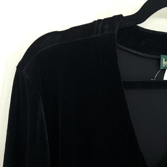 VTG 90s Harve Benard Button Front Velvet Tunic/Mini Dress L Black - Picture 5 of 16